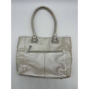 Tignanello Designer Gray Leather Bag‎ Purse Soft Leather  Silver